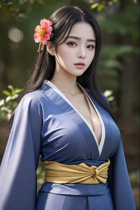 ((Top Quality, 8K, Masterpiece: 1.3)), Sharp Focus: 1.2, (Super Beautiful Face: 1.0), (Glossy Skin: 1.0), Realistic Photos, Black Hair, Realistic Pupils, Movie Lighting, Highly Detailed Eyes and Face, Movie Lighting,  (Cowboy Shot: 1.0),  (kimono, hakama, ...