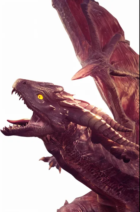 A dragon，Open your mouth wide and stick out your tongue，Hideous eyes，wrinkled skin texture，high quality, 4K, super actual, actual, Super details