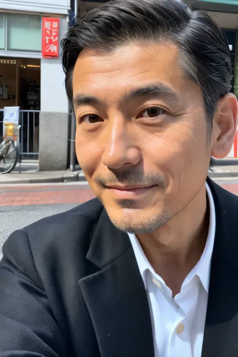 Japanese man in his 50s、Front facing、looking at the camera