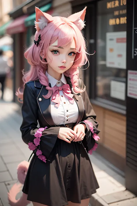 There is a woman with pink hair and cat ears, very beautiful cute catgirl, attractive cat girl, real life anime girl, Hyper realistic anime, beautiful anime catgirl, anime catgirl, beautiful young catgirl, Very Beautiful Anime Cat Girl, a hyperrealistic , ...