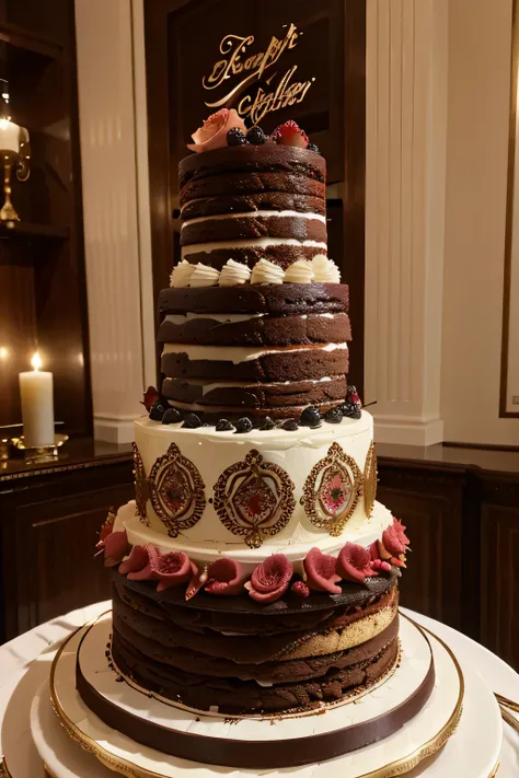 4k, extraordinary multi-layered cake, elegant intricate decoration details