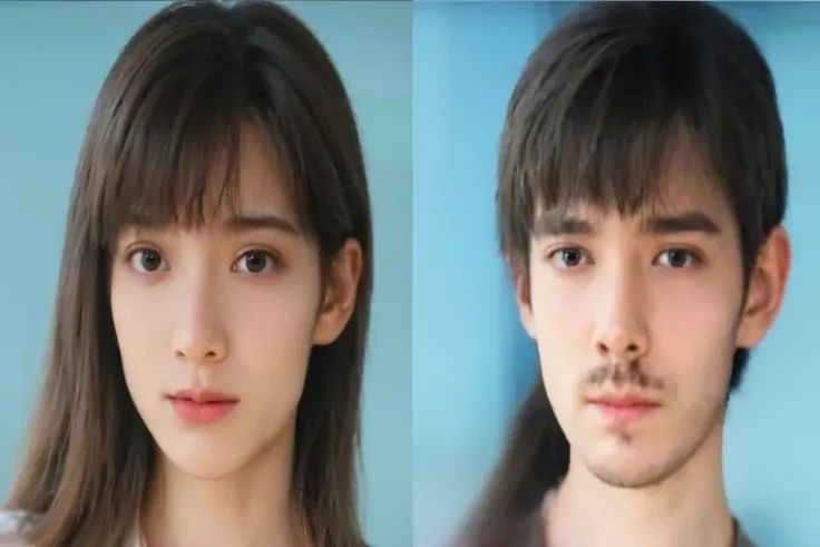 Close-up of two people with different facial expressions, accurate ultra Realistic faces, ultra - Realistic faces, extremely Realistic faces, ultra Realistic faces, photoRealistic faces, Real faces, hyperRealistic faces, hyper Realistic faces, beautiful an...