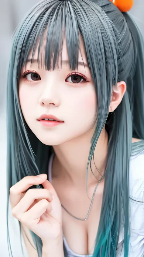 one girl、hatsune miku cosplay、anatomy、correct depiction of the human body、upper body angle、、１４talent、beautiful white skin、cute f...