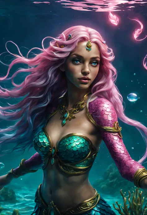 high details, best quality, 16k, [ultra detailed], masterpiece, best quality, (extremely detailed), full body, ultra wide shot, RAW, photorealistic, fantasy art, dnd art, rpg art, realistic art, an ultra wide picture of a mermaid (1.5 intricate details, Ma...