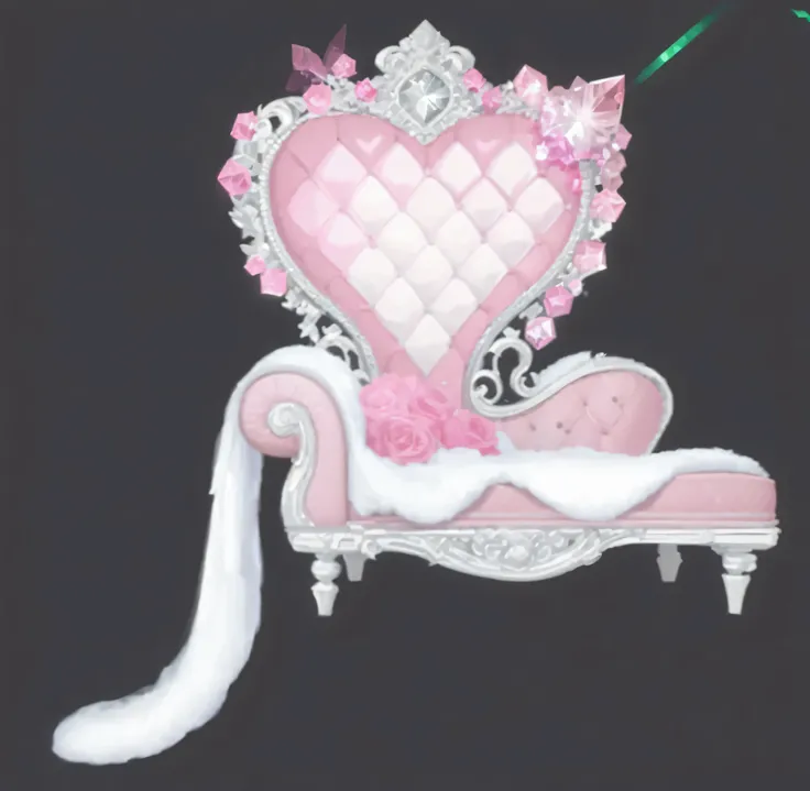 there is a pink chair with a heart shaped cushion on it, full color illustration, lying a throne in a fantasy land, rendered illustration, sitting in fancy chair, rendering, rendered, concept art of love, full color digital illustration, concept piece, on ...