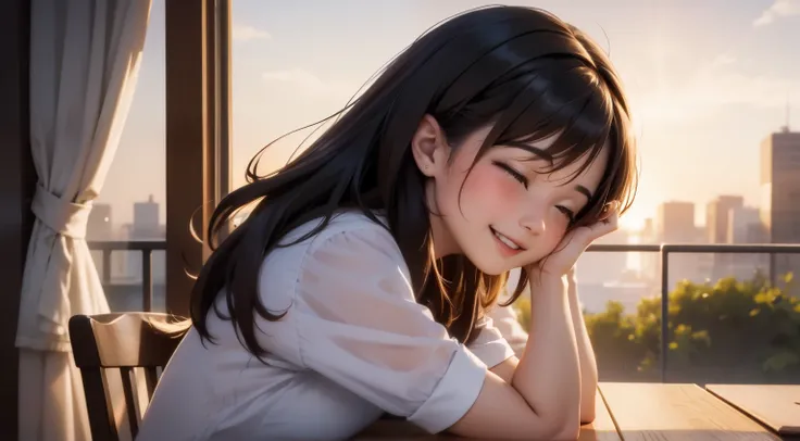 A woman thinking about happiness