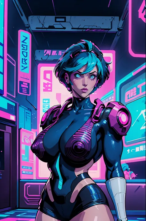 a digital painting of a woman with blue hair, cyberpunk art by Josan Gonzalez, behance contest winner, afrofuturism, synthwave, neon, glowing neon