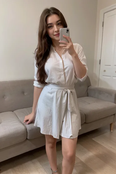 Instagram photo of a 27 years old vey beautiful woman who looks like a New Delhi Actress, full body portrait photo, her skin complexion is very fair, her dress (shirt, a red colored long skirt), her foot (bare foot with a silver anklet), her pose (Standing...