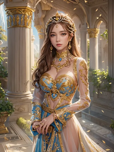 ((highest quality)),(ultra high resolution),(Super detailed),(detailed description),((best CG)),(best work of art),super precision art,great drawing art,(Fantasy art with precise details:1.5), (1 noblewoman:1.5),Beautiful face 1.5,natural makeup:1.6,(A det...