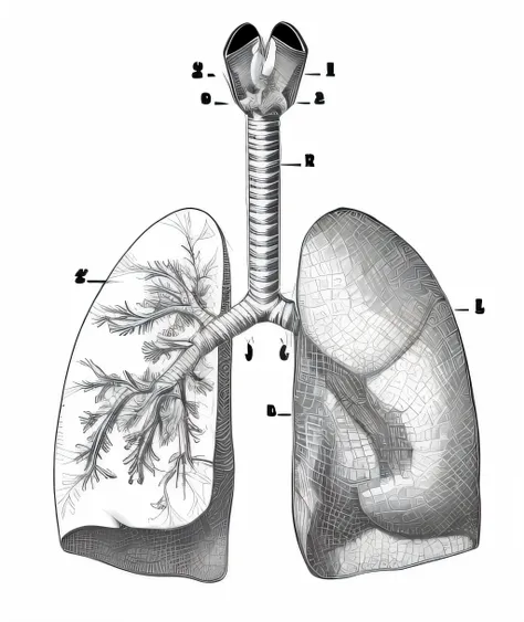 Lung, line drawing, Ultra HD, 4K