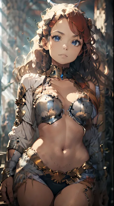 (The highest image quality, master piece:1.2), (Ultra Definition Illustration), (very cute :1.3), (1 girl:1.2), Solo, (short blond hair), (gorgeous red bikini armor:1.3), rpgroyalty, cute round face, black mecha