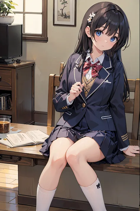 1 girl, ((((masterpiece))), highest quality, highest quality, Haisole, 1 girl, A neat uniform that is popular in Japanese uniform design、The most realistic high school girls&#39; uniform with attention to material texture and detailed design.、 School unifo...