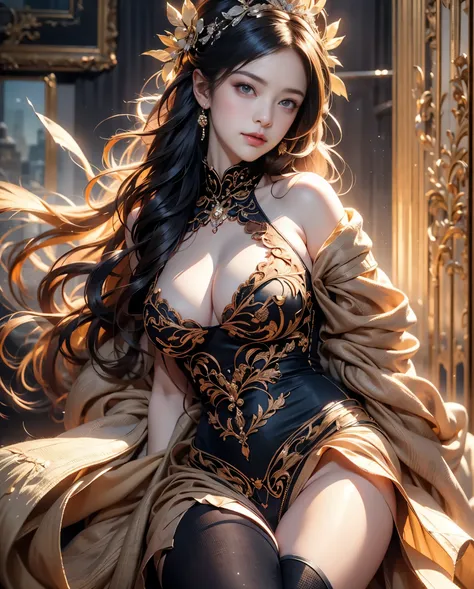 highest quality, masterpiece, Attention to detail, realistic, 1 girl, under the moonlight、beautiful princess, big breasts, big hips, long legs, sexy, whole body, Blissful smile