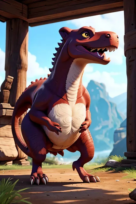 Crie um Tiranossauro Rex, Estilo Disney em fundo branco