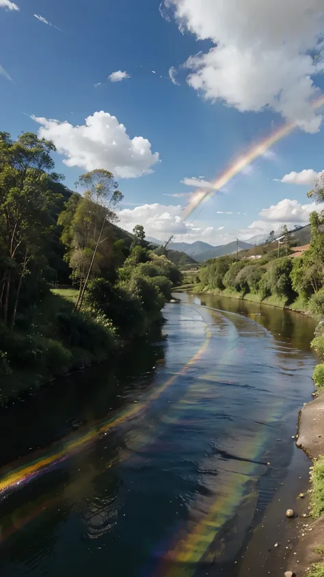 Rainbow colored river in Colombia, view rainbow colored river in Colombia, landscape, realistic