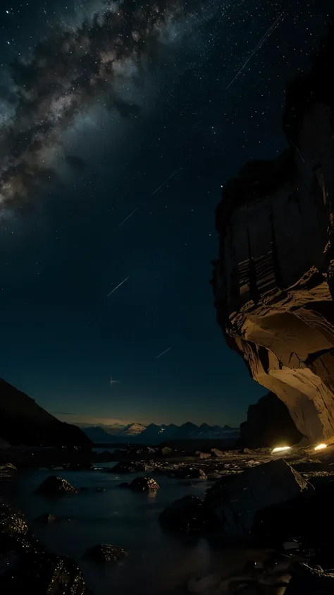 Glowworm Cave in New Zealand which glows like stars, Glowworm cave view, landscape, realistic