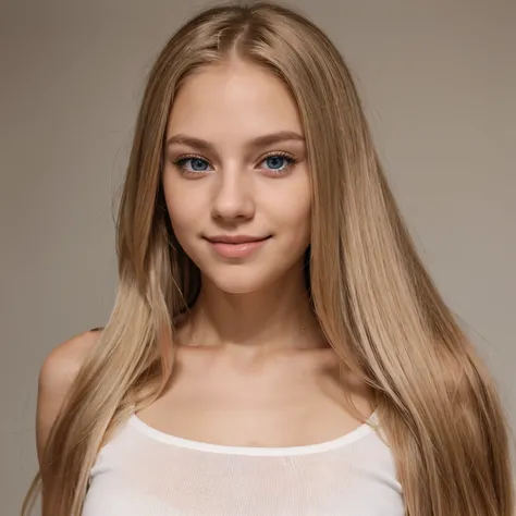  Extremely beautiful blue-eyed blonde 20 year old young woman with long straight hair.with small nose wide and beautiful lips beautiful and smile sexy and penetrating look light skin color. Con gusto grande. Remera de color rosa ajustada al cuerpo. 