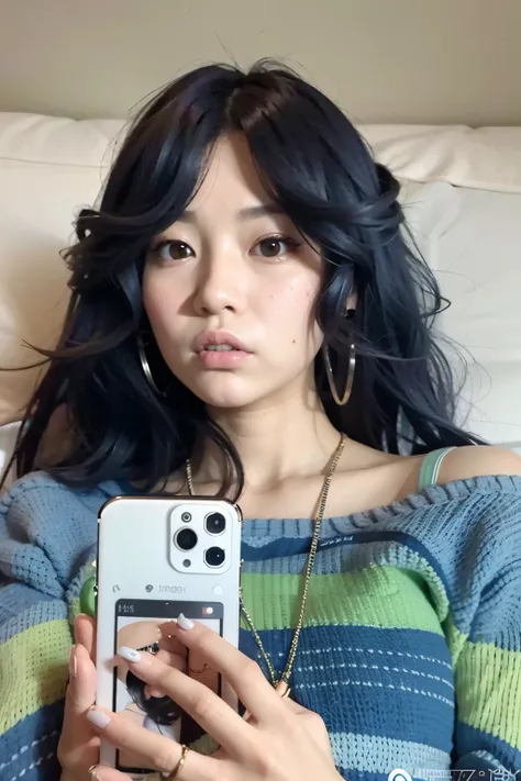 Mulher que tira uma selfie no espelho com um celular, taejune kim, jaeyeon nam, Heonhwa Choe, Ulzzang, Jinyoung Shin, Louise Zhang, franja encaracolada, sangsoo jeong, lofi girl aesthetic, imagem de perfil, fotografia selfie 8k, Seseon Yoon, selfie, inspir...