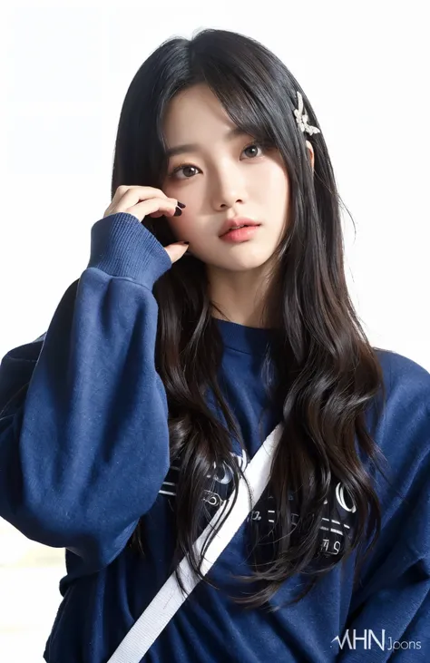 curvy Asian woman with long black hair and a blue hoodie, jaeyeon nam, Jisoo do Blackpink, Lee Ji-eun, Lee Ji-eun, Jisoo do Blackpink, Jinyoung Shin, estacionar a partir de-min, Ulzzang, retrato de jisoo blackpink, sui ishida com cabelo preto, Kimi Takemur...