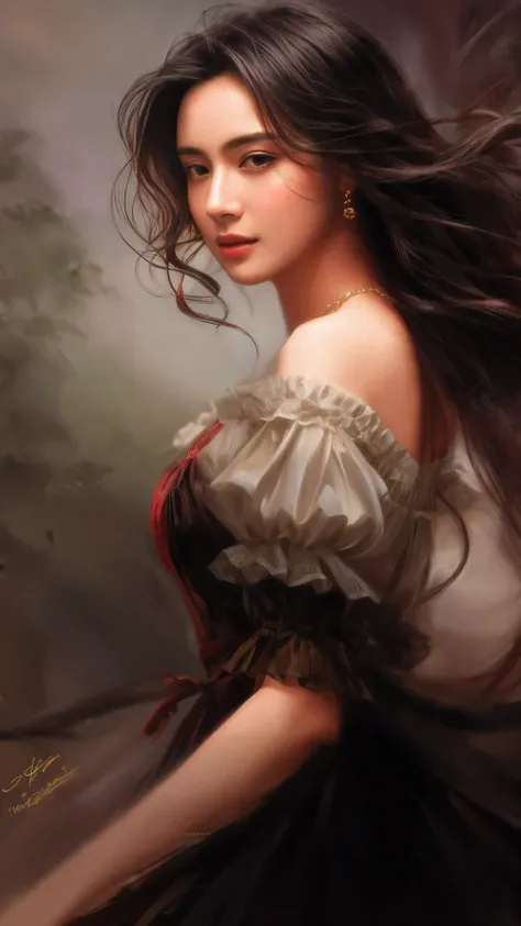 a woman with long hair and a dress, beautiful character painting, elegant digital painting, in style of wlop, inspired by WLOP, painting of beautiful, art of wlop, gorgeous digital painting, wlop painting style, the style of wlop, style of raymond swanland...