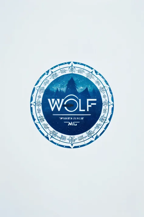 logotipo com texto wolves, Logotipo de arte da linha Wolf, fundo branco, azul brilhante, Minimal and pure—wolf