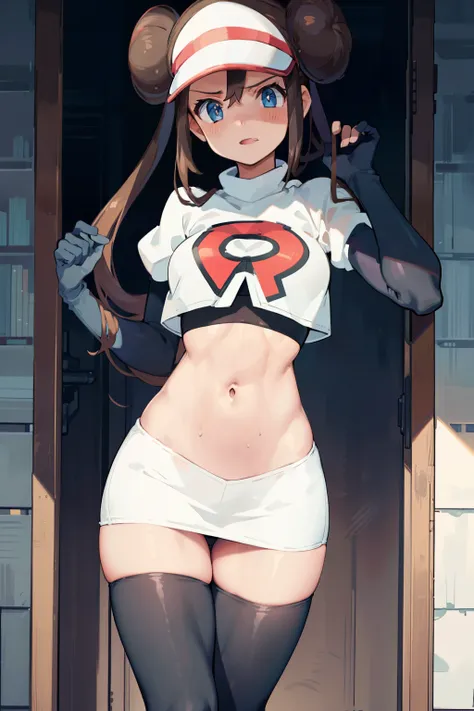 supermodel physique, perfect body, perfect clear skin, ultra quality, masterpiece, high quality, beautiful, sexy face, pretty, slightly toned, fit, supermodel build, sexy waist, sexy hips, perfect legs, thigh gap, facing the camera, rosa(pokemon), 1gir...