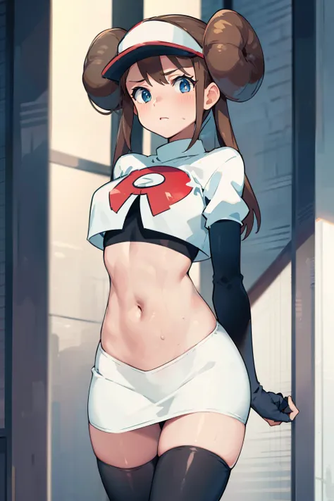 supermodel physique, perfect body, perfect clear skin, ultra quality, masterpiece, high quality, beautiful, sexy face, pretty, slightly toned, fit, supermodel build, sexy waist, sexy hips, perfect legs, thigh gap, facing the camera, rosa(pokemon), 1gir...