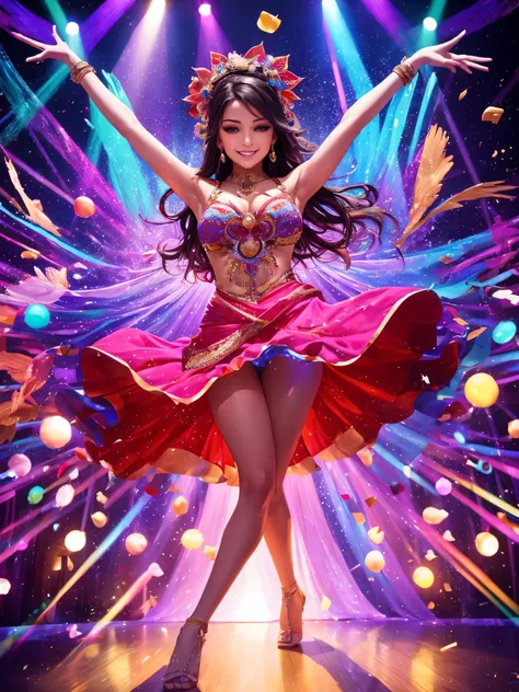 (best quality,4k,8k,highres,masterpiece:1.2),
beautiful girl dancing,colorful confetti,
vibrant colors,flying confetti,
dynamic motion,dancing pose,
long flowing hair,
bright spotlight,shining stage lights,
exhilarating atmosphere,
expressive eyes and smil...