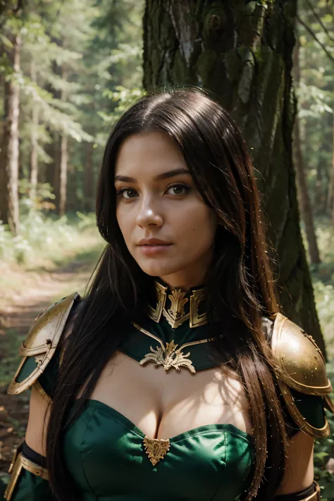 BEAUTIFUL GIRL IN THE FOREST IN WARHAMMER ARMOR