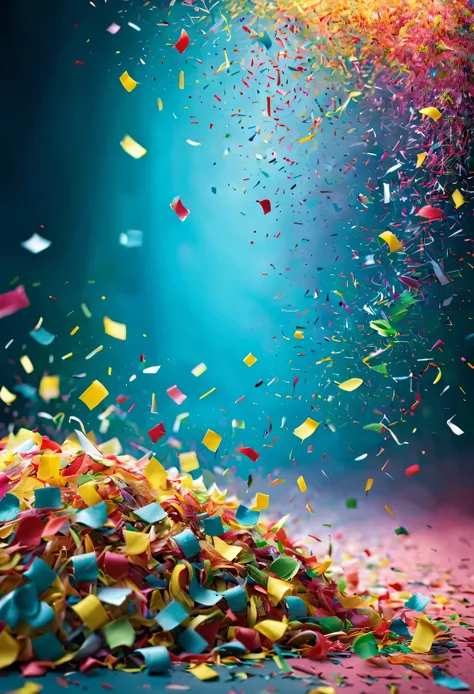 (best quality,high resolution,masterpiece:1.2),energetic colored confetti,The atmosphere of the celebration,Colored paper fragments, decorate,Bright and lively,Happy mood,festive atmosphere,blow in the air,Confetti shower,colorful explosion,Colorful celebr...