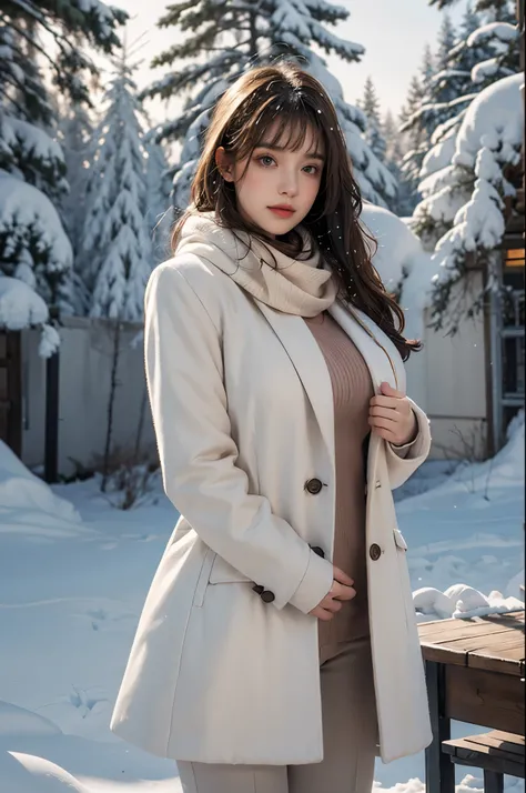 1 lady, On the face, light brown hair, blunt bangs, hair behind ears, hair past shoulders, long hair, Slender body shape, Super thin face, face slimming, delicate lips, beautiful eyes, thin blush, The eyes are light brown,View here, ultra thin, Super thin ...