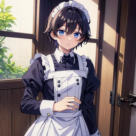 1 anime boy with maid outfit