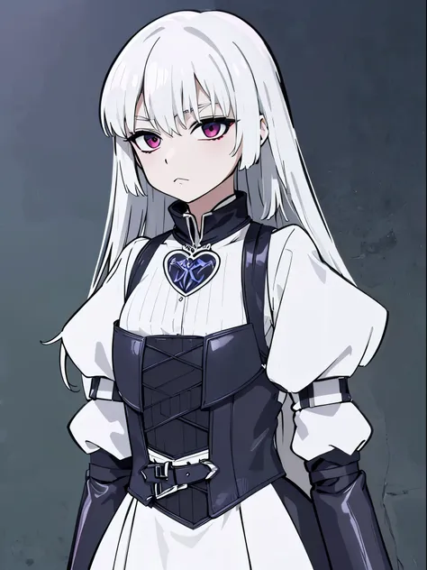 elder sister,mature women.,goth maiden,((gothic style)),((flat chest)),((chest armor)),upper body armor,knight's armor,long whit...