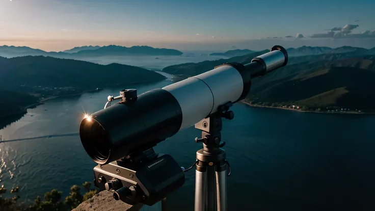 A telescope zooming into new opportunities in the distance, symbolizing the proactive search for possibilities beyond the immediate surroundings