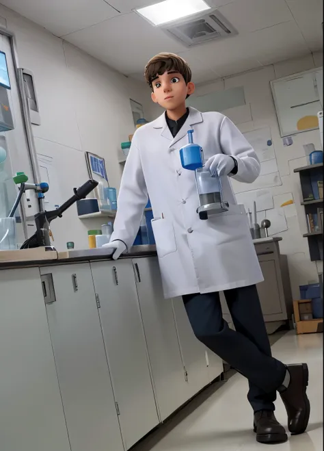 A young man scientist in his laboratory