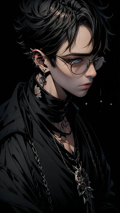 (masterpiece,best quality,extremist_detailed,mackerel,absurd),1st son, male focus, Tattoo, alone, gray hair,chain, shirt, black necktie, necktie, simple background, yellow eyes, upper body, vest, Short hair, looking at viewer, chapped lips, collared shirt,...