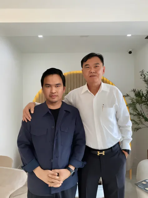 There were two men standing next to each other in the living room.., Yiqiang and Shurakrgt, hoang long ly, Sakimi-chan and Frank Franceta, Patiphan Sotiwilaiphong, Ruenjia and Brom, Thawan Duchanee, Phung Dinh River, Carlos Juante and Doug Cleary