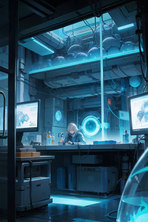 ValvePunkAI Lab, a retro-futuristic laboratory set in the dimensions of 1280x720, is a chaotic and cluttered environment where the fusion of nuclear energy and advanced biology takes center stage. Among the buzzing machines and flickering teslapunkai-inspi...