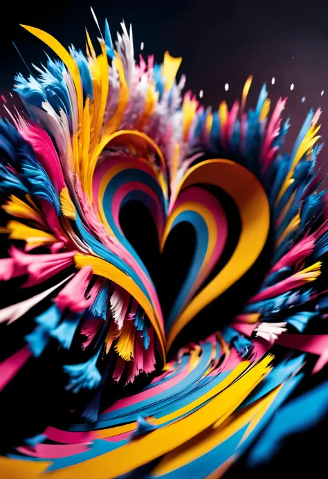 Colorful scraps of paper flutter crazily in the whirlpool,Like a heart, A black hole