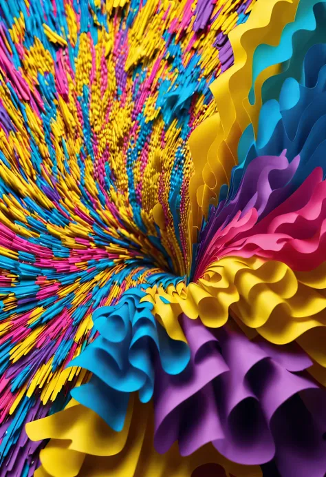 Colorful shredded paper is like a butterfly, a golden cave, Spin wildly in the vortex,