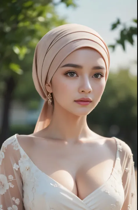 brownies, sky,moon, (Close-up of the painting style，Ultra HD 8K，Masterpiece grade CG wallpaper)，Cinematic lighting，cute girly，Delicate and beautiful face，Dreamy pupils，Wearing nekomaid,round waist,hijabi,Bust poem,Sit，Cloudy background,the trees,florals,夏天...