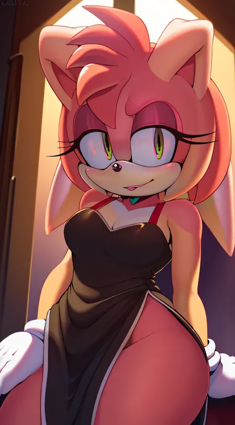 (a stunning) (masterpiece:1.2), (8k, high-resolution), (sonic:1.1), ((vanilla the rabbit fusion with amy rose:1.2)), (seductive)...