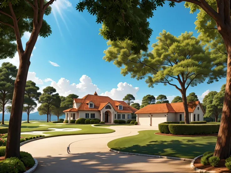 One tree,Golf course with a view of the lighthouse,clubhouse,