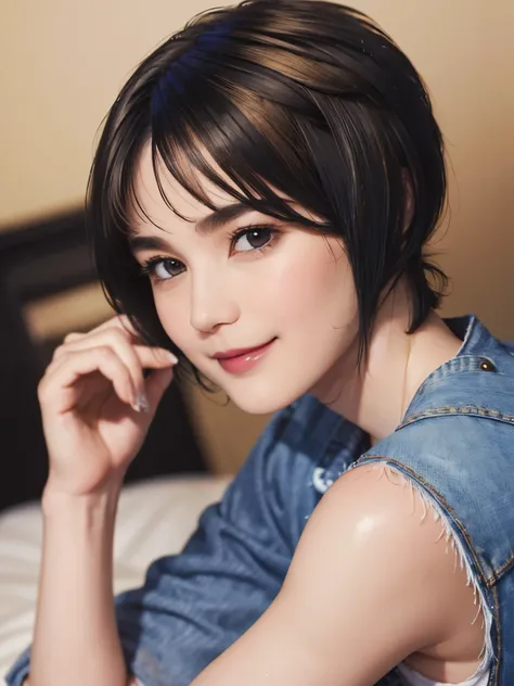 150
(20 year old woman,jeans), (Super realistic), (high resolution), ((beautiful hairstyle 46)), ((short hair:1.46)), (gentle smile), (brest:1.1), (lipstick)
