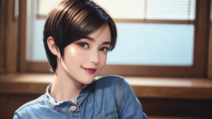 150
(20 year old woman,jeans), (Super realistic), (high resolution), ((beautiful hairstyle 46)), ((short hair:1.46)), (gentle smile), (brest:1.1), (lipstick)
