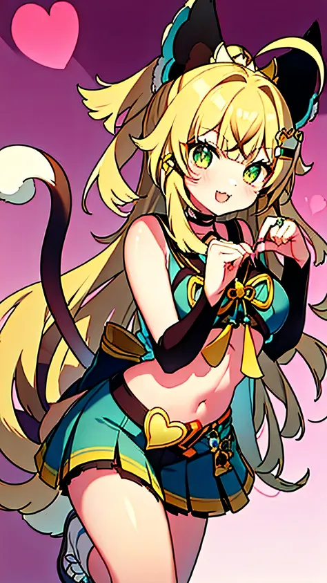 kirara holding her two tails as a heart shape