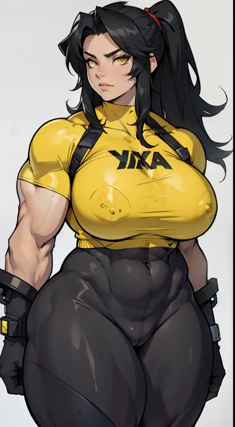 girl huge muscles breasts thick thick thick thick thick thick black hair yellow eyes pale skin 