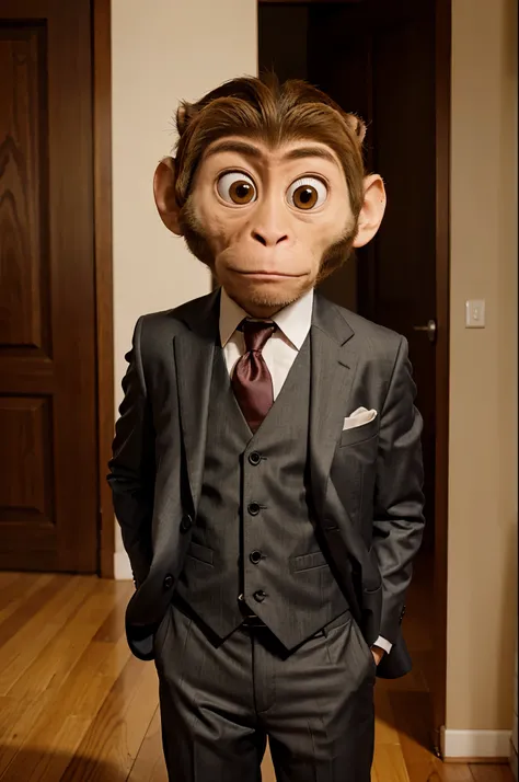 Pixar style os a classy monkey on a tailored suit