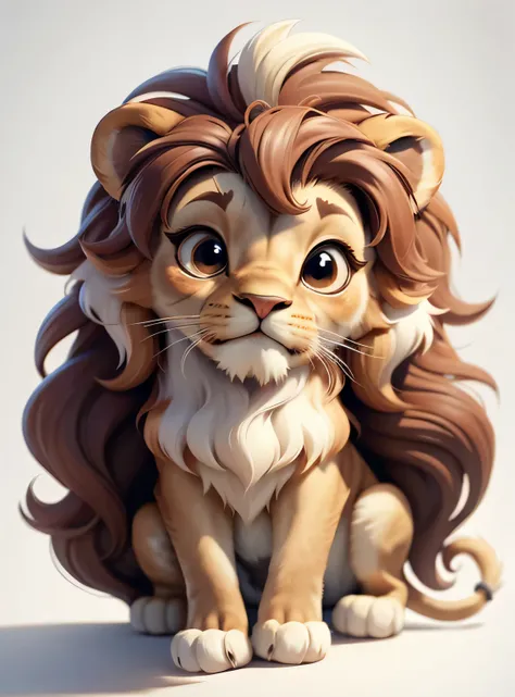 Cute little lion、fundo branco