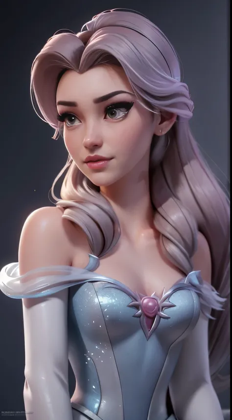 (elsa frozen-rose quartz su mezclando modelos .) highly detailed cg unity 8k wallpaper, style shot, complex, high detail, dramat...